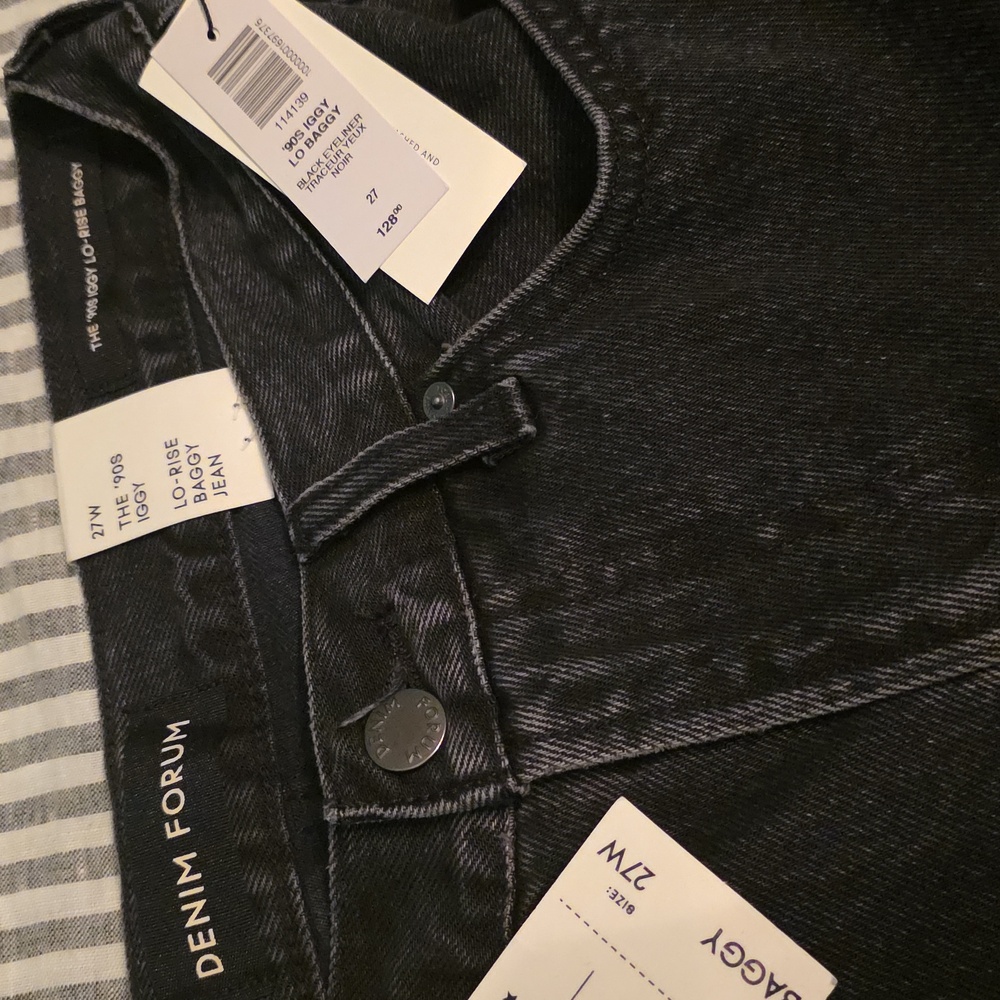 Denim Forum The '90s Iggy Lo-Rise Baggy Jean Size 27 NWT $128 "Black Eyeliner" - Picture 9 of 16